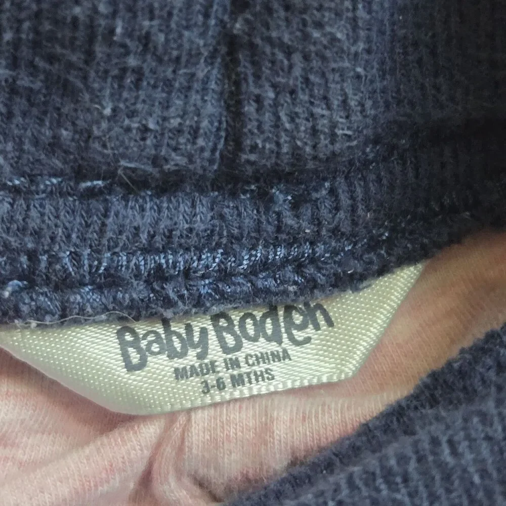 Baby Boden 3-6M Corduroy Pants Navy Blue Pink Polka Dot Lined Drawstring Girl